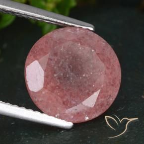Quartzo Morango Rosa médio-escuro Natural 4.76ct, Redondo, Translúcido