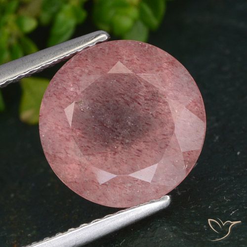 4.31ct Natural rosa rosa Quartzo Morango, Redondo, Translúcido