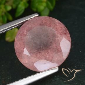 Quartzo Morango rosa rosa Natural 4.31ct, Redondo, Translúcido