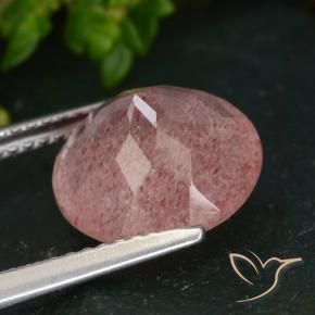 Quartzo Morango rosa rosa Natural 4.31ct, Redondo, Translúcido