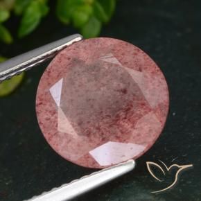 Quartzo Morango Rosa escuro Natural 4.29ct, Redondo, Translúcido