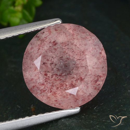 4.14ct Natural rosa rosa Quartzo Morango, Redondo, Translúcido