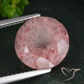 Quartzo Morango rosa rosa Natural 4.14ct, Redondo, Translúcido