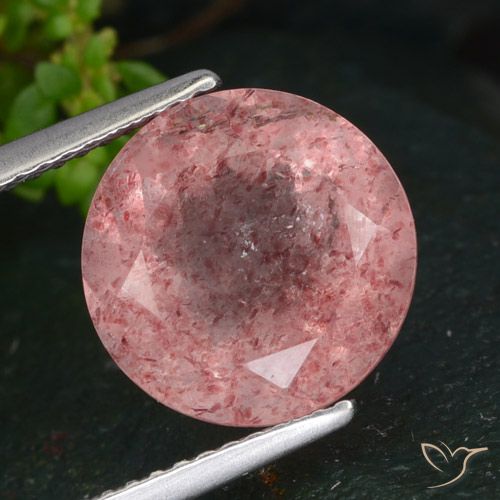 5.02ct Natural rosa rosa Quartzo Morango, Redondo, Translúcido