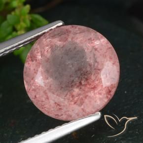 Quartzo Morango rosa rosa Natural 5.02ct, Redondo, Translúcido