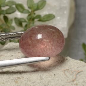 Quartzo Morango Rosa Profundo Natural 3.57ct, oval, Translúcido