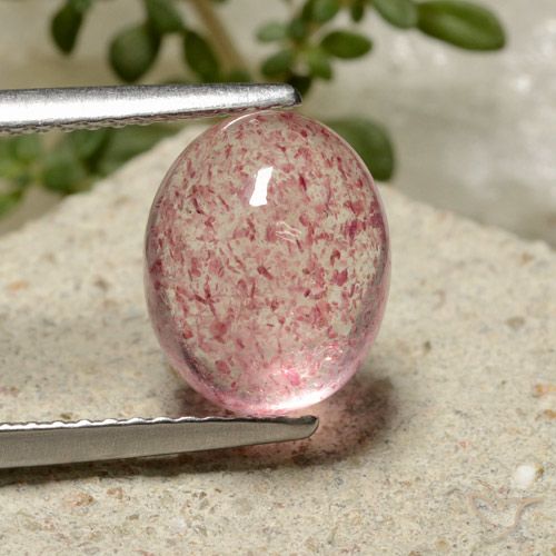 3.32ct Natural rosa médio Quartzo Morango, oval, Translúcido
