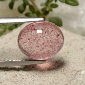 Quartzo Morango rosa médio Natural 3.32ct, oval, Translúcido