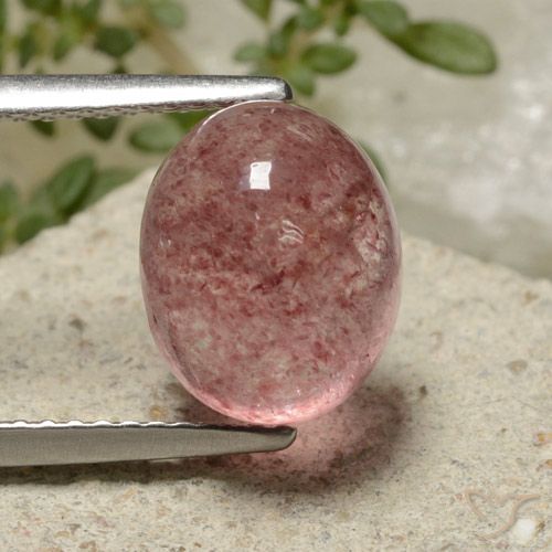 Quartzo Morango rosa médio Natural 4.30ct, oval, Translúcido