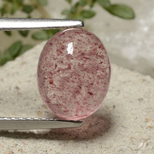 3.76ct Natural Rosa Terroso Quartzo Morango, oval, Translúcido
