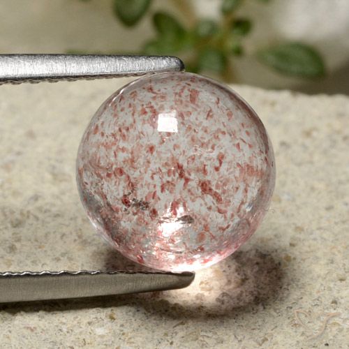 4.46ct Natural Luz rosa Quartzo Morango, Redondo, Translúcido