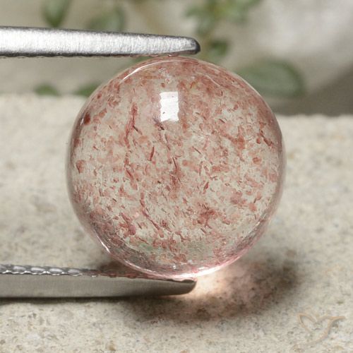 5.18ct Natural Luz rosa Quartzo Morango, Redondo, Translúcido