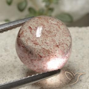 Quartzo Morango Luz rosa Natural 5.18ct, Redondo, Translúcido
