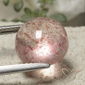 Quartzo Morango Luz rosa Natural 5.18ct, Redondo, Translúcido