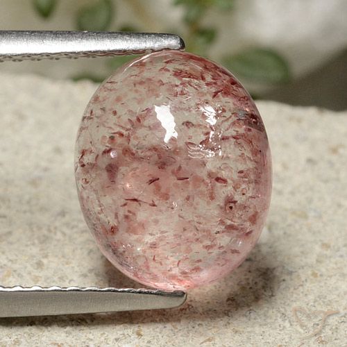 4.49ct Natural Rosa Médio Claro Quartzo Morango, oval, Translúcido
