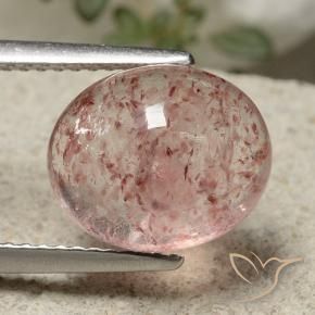 Quartzo Morango Rosa Médio Claro Natural 4.49ct, oval, Translúcido