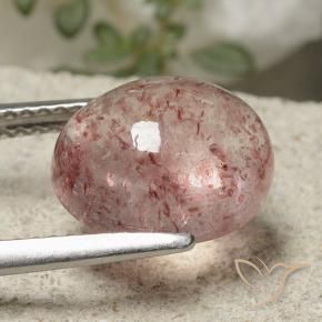 Quartzo Morango Rosa Médio Claro Natural 4.49ct, oval, Translúcido