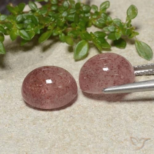 Pedras preciosas de Quartzo Morango rosa médio natural de 10.08 ct, oval, Translúcido