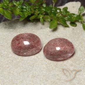 Pedras preciosas de Quartzo Morango rosa rosa natural de 9.10 ct, oval, Translúcido