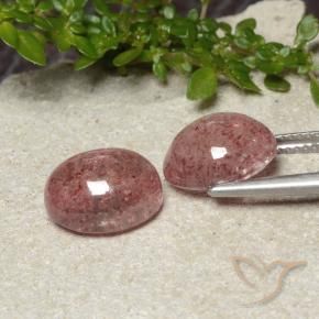 Pedras preciosas de Quartzo Morango rosa rosa natural de 9.10 ct, oval, Translúcido