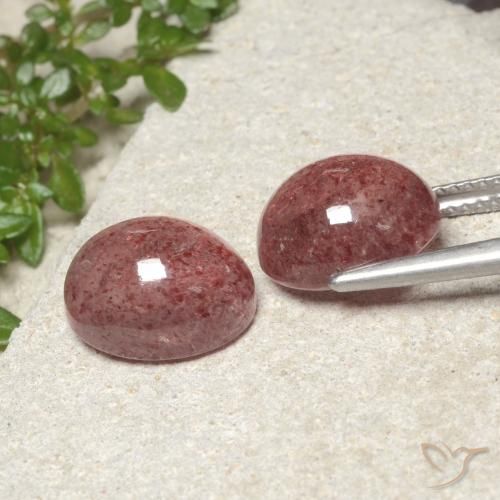 Pedras preciosas de Quartzo Morango rosa médio natural de 9.40 ct, oval, Translúcido
