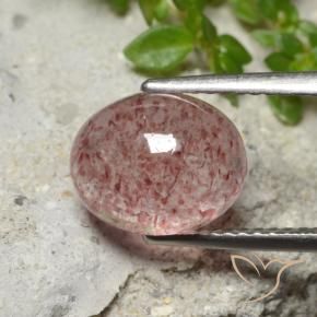 Quartzo Morango Rosa Médio Claro Natural 3.36ct, oval, Translúcido