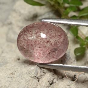 Quartzo Morango Luz rosa Natural 3.93ct, oval, Translúcido