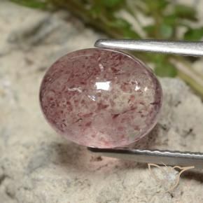 Quartzo Morango Rosa Chiclete Claro Natural 4.09ct, oval, Translúcido