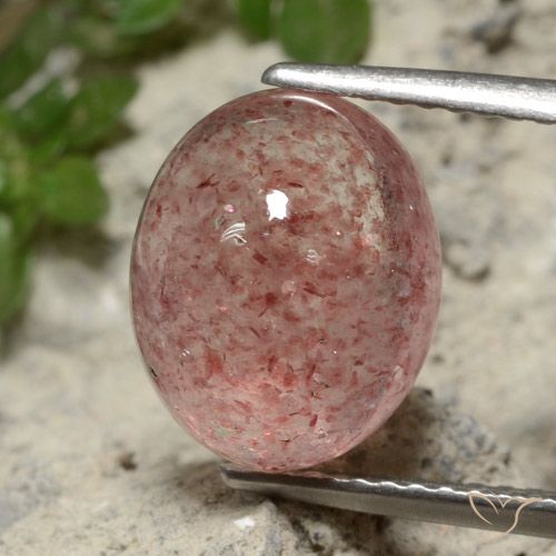 Quartzo morango rosa natural 4,68ct, corte oval, translúcido