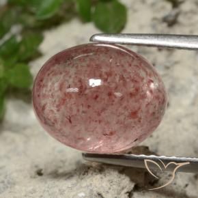 Quartzo morango rosa natural 4,68ct, corte oval, translúcido