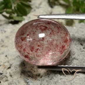 Quartzo Morango Rosa Profundo Natural 4.31ct, oval, Translúcido