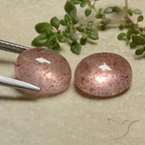 Pedras preciosas de Quartzo Morango rosa médio natural de 7.40 ct, oval, Translúcido