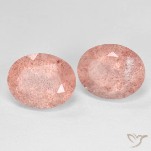 Pedras preciosas de Quartzo Morango Rosa Flamingo natural de 7.62 ct, oval, Transparente