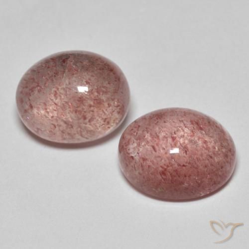 Pedras preciosas de Quartzo Morango Rosa escuro natural de 7.31 ct, oval, Translúcido