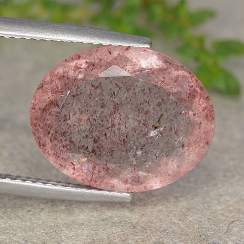 8.27ct Natural Laranja Rosa Quartzo Morango, oval, Translúcido