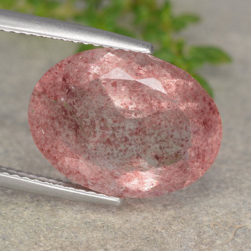 8.25ct Natural Rosa escuro Quartzo Morango, oval, Translúcido