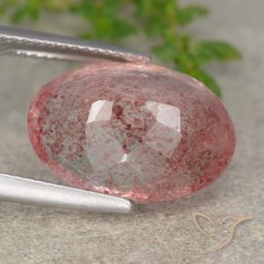 Quartzo Morango Rosa escuro Natural 8.25ct, oval, Translúcido