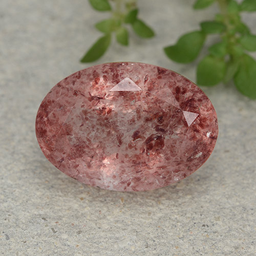 Quartzo morango rosa natural 5,28ct, corte oval, translúcido