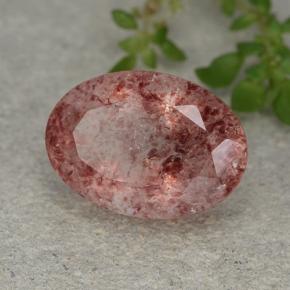 Quartzo morango rosa natural 5,28ct, corte oval, translúcido