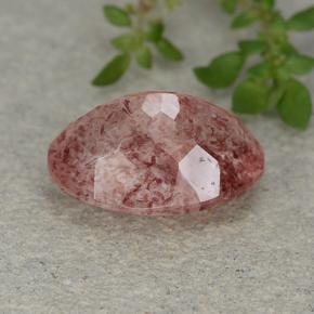 Quartzo morango rosa natural 5,28ct, corte oval, translúcido