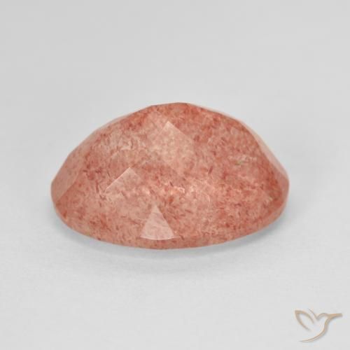 Quartzo Morango Rosa Alaranjado Natural 6.41ct, oval, Translúcido