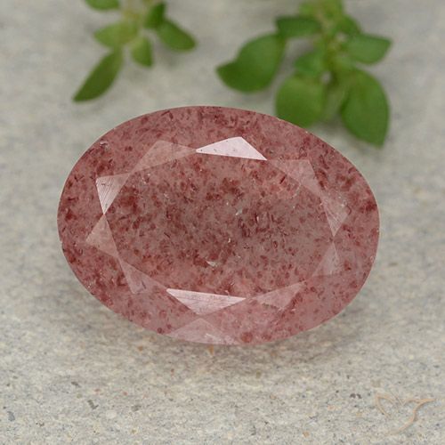 5.56ct Natural Rosa médio-escuro Quartzo Morango, oval, Translúcido