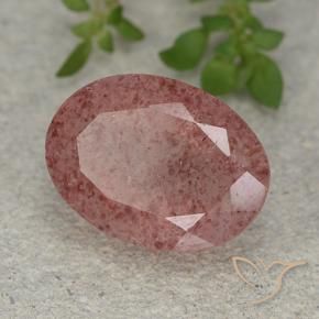 Quartzo Morango Rosa médio-escuro Natural 5.56ct, oval, Translúcido