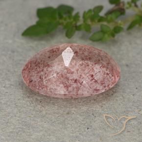 Quartzo Morango Rosa Terroso Natural 5.20ct, oval, Translúcido