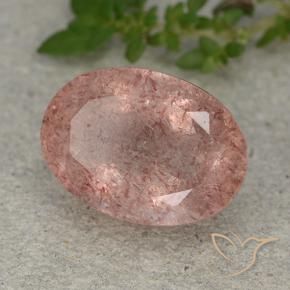 Quartzo Morango rosa médio Natural 6.40ct, oval, Translúcido