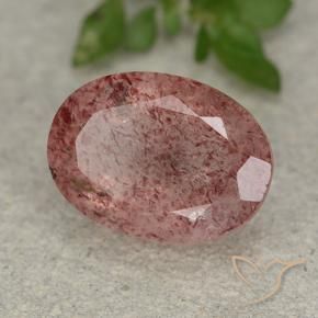 Quartzo Morango rosa médio Natural 5.89ct, oval, Translúcido