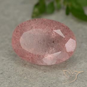 Quartzo Morango Rosa Médio Claro Natural 5.99ct, oval, Translúcido