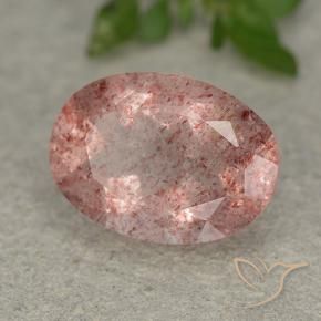 Quartzo Morango Rosa Médio Claro Natural 5.49ct, oval, Translúcido