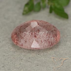 Quartzo Morango Rosa Médio Claro Natural 5.49ct, oval, Translúcido