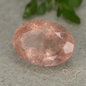 Quartzo Morango Pêssego Rosa Natural 6.41ct, oval, Translúcido